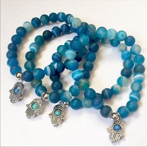 Matte Agats bracelet hamsa
